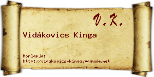 Vidákovics Kinga névjegykártya